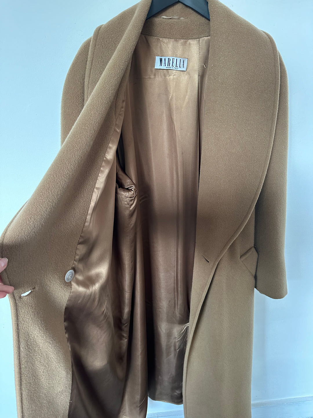 Marella (by Max Mara) Pure Wool Tan Maxi Overcoat - UK14/16