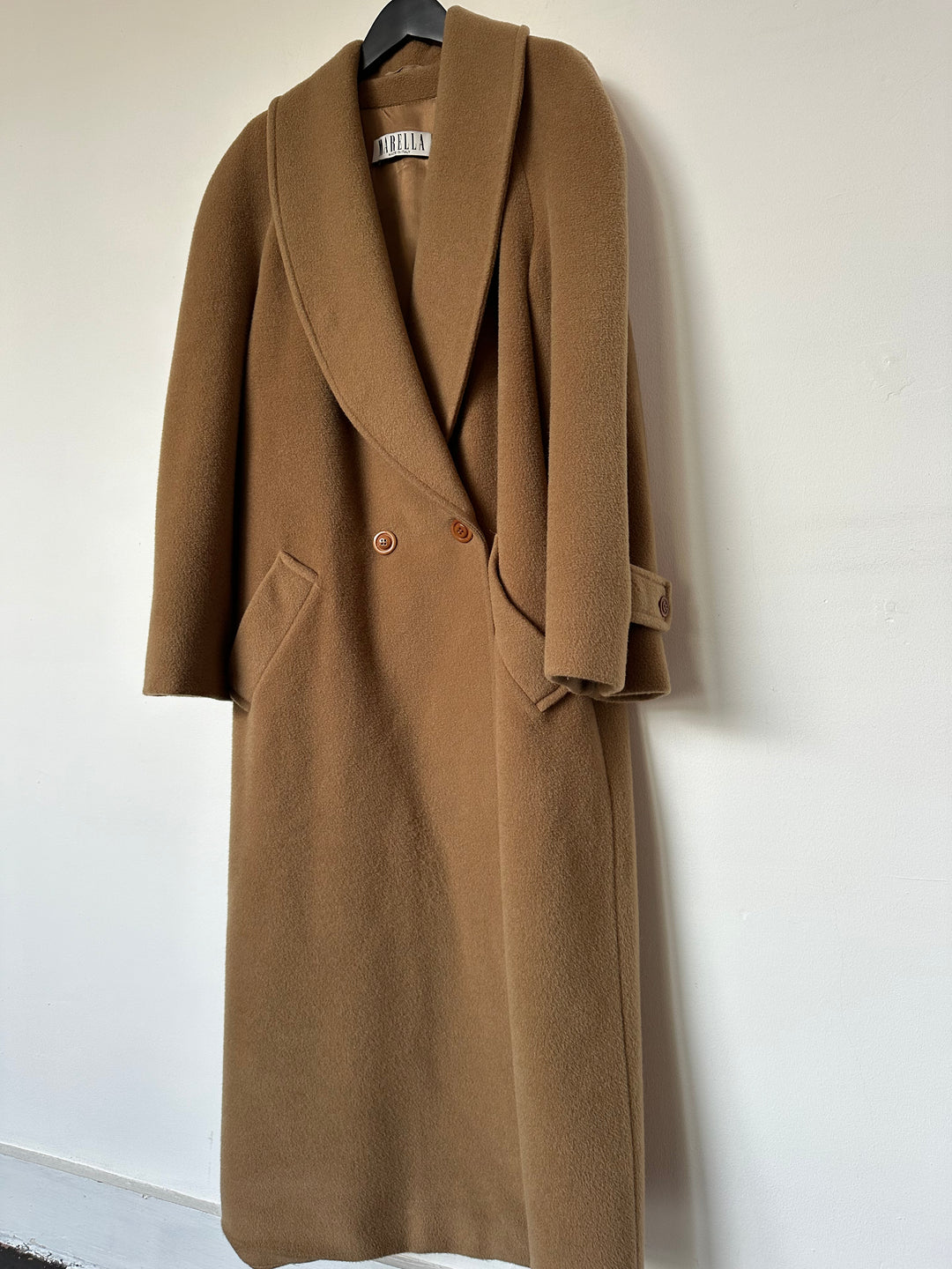 Marella (by Max Mara) Pure Wool Tan Maxi Overcoat - UK14/16