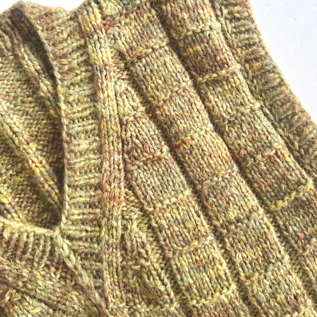 Vintage Hand-knitted Green Wool Oversized Vest - UK12/14