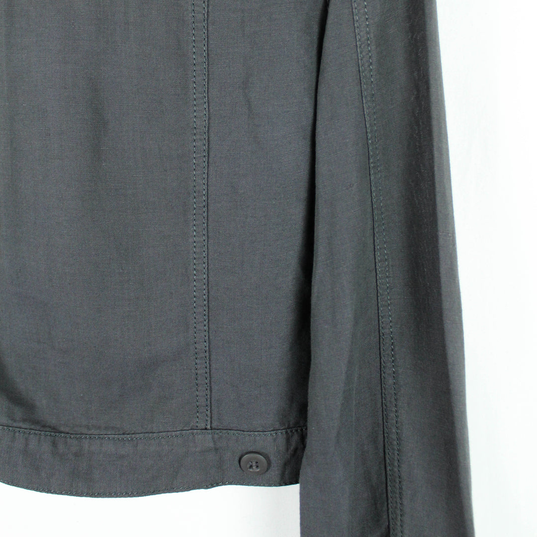 Armani Jeans grey cropped utility linen blend shirt - UK 10